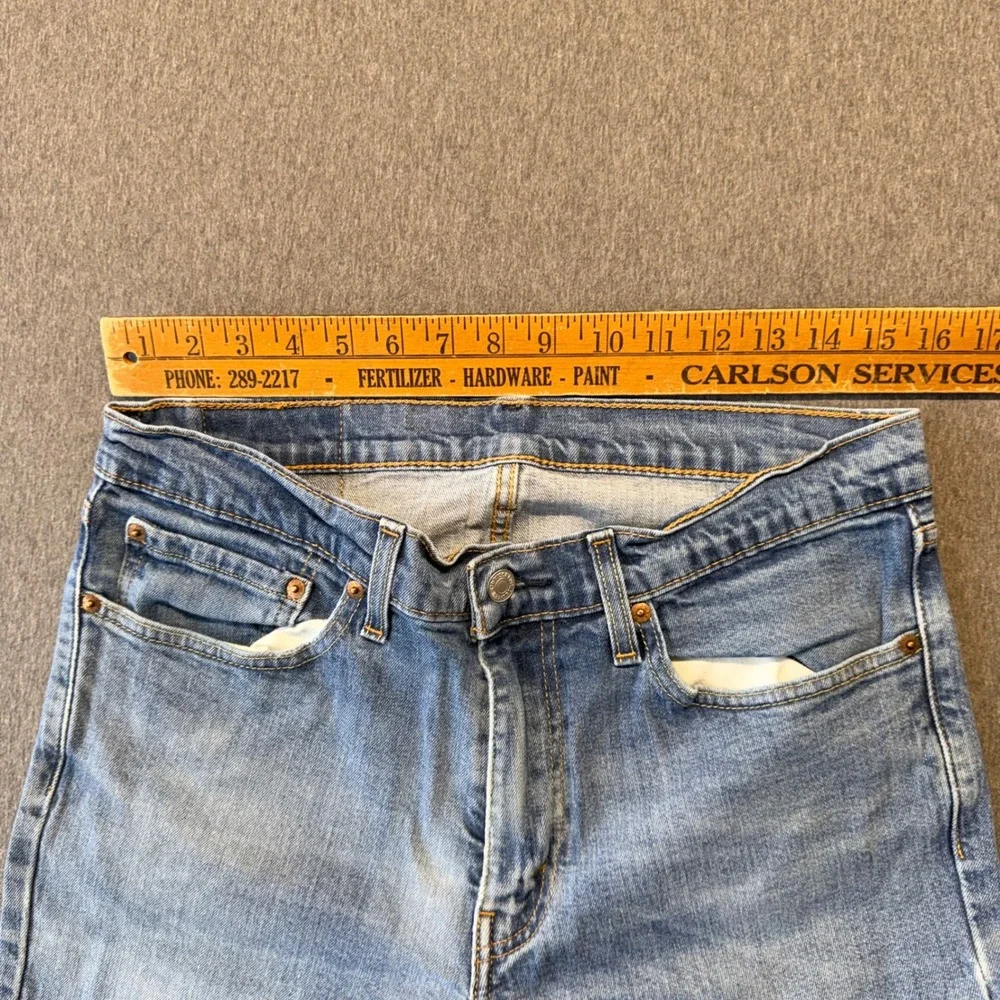Levis 511 Slim Fit Jeans Mens 34x32 Light Wash Blue Denim Distressed 00511-1322